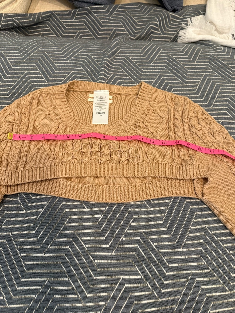 Anthropologie Textured Cable Knit Bolero, Balletcore Sweater - Beige, M - Picture 7 of 10
